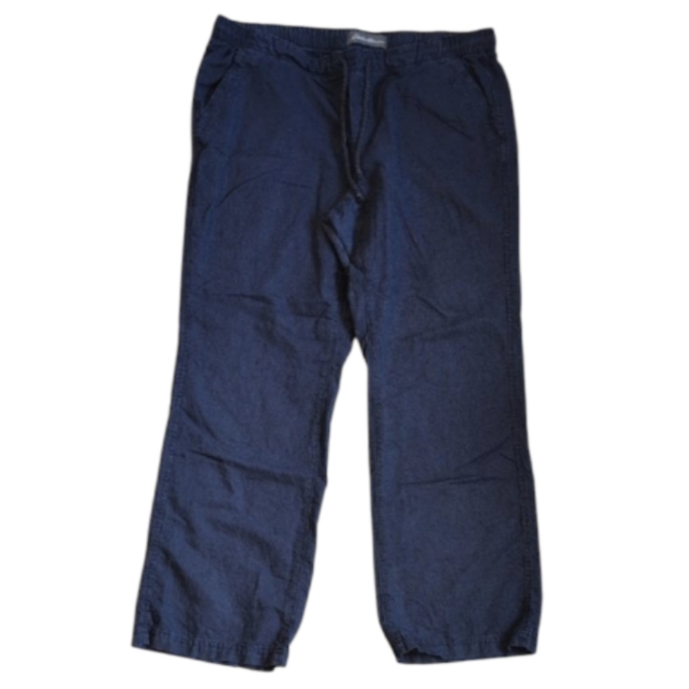 Eddie Bauer Navy Blue Linen Blend Pants Large